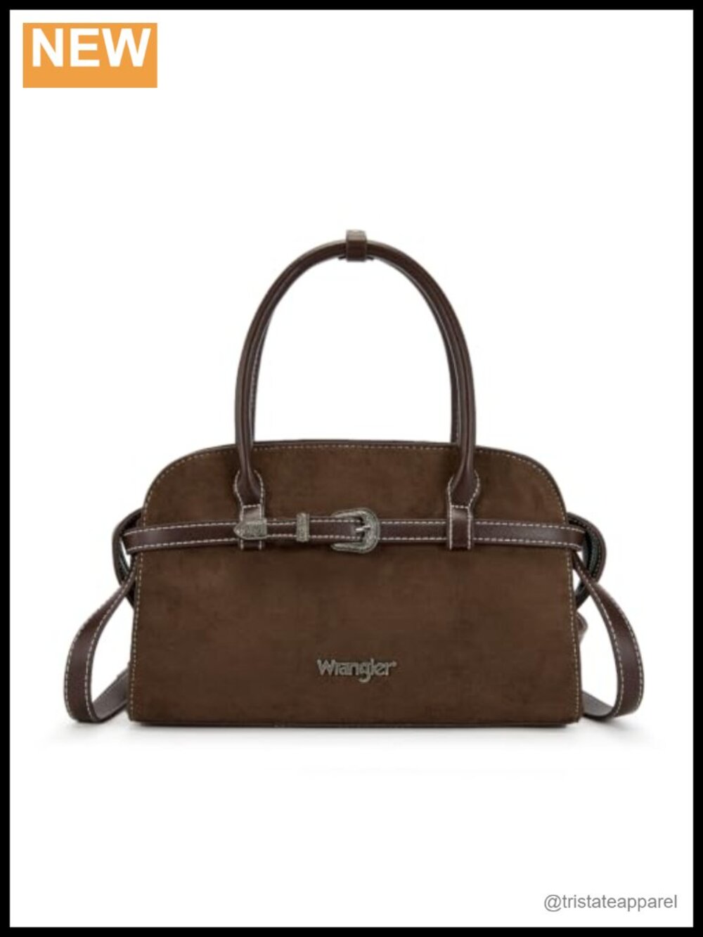 Faux Suede Satchel Crossbody Bag Western Buckle Handbag